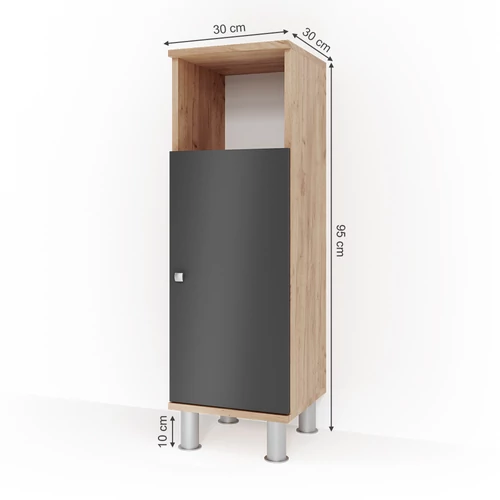 Vicco Fynn midi szekrény, tölgy-antracit, 95 cm
