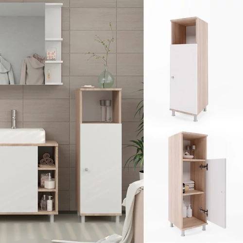 Vicco Fynn midi szekrény, tölgy-fehér, 95 cm