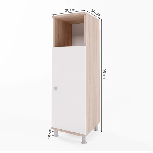 Vicco Fynn midi szekrény, tölgy-fehér, 95 cm