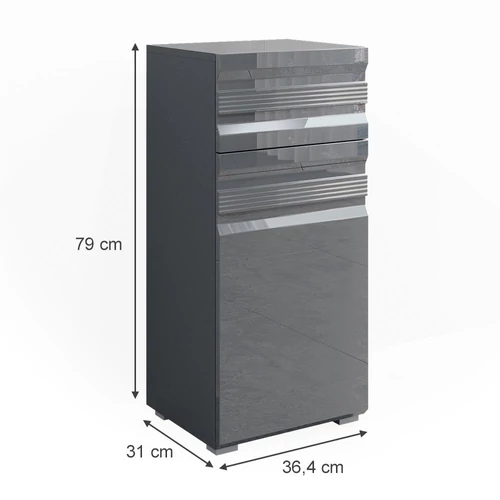 Vicco Freddy midi szekrény, 79 cm, magasfényű antracit 
