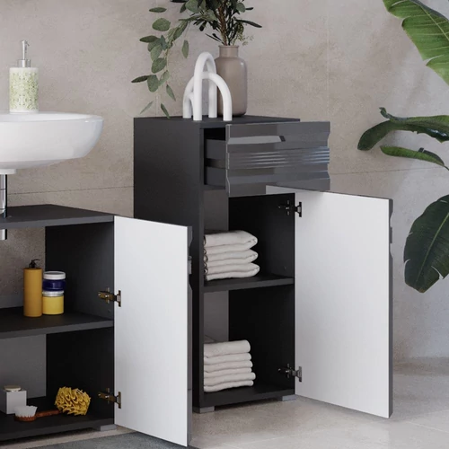 Vicco Freddy midi szekrény, 79 cm, magasfényű antracit 