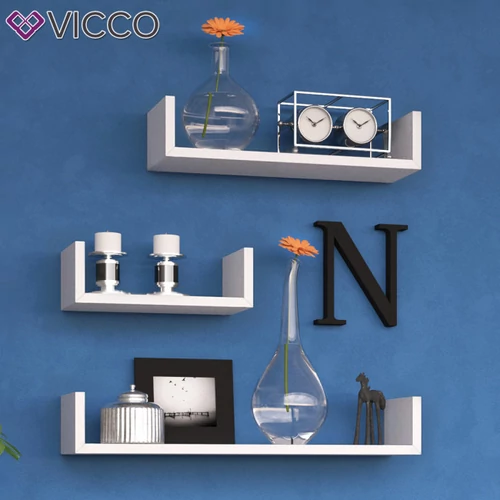 Vicco U alakú fali polc szett, 3 db-30,45,60 cm- fehér