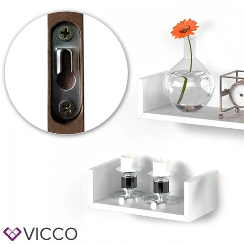 Vicco U alakú fali polc szett, 3 db-30,45,60 cm- fehér