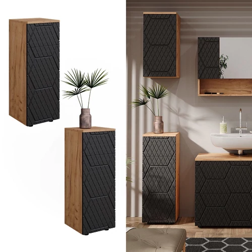 Vicco Irma mintás midi szekrény, 81 cm, tölgy- antracit