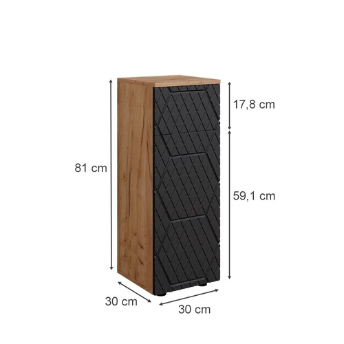 Vicco Irma mintás midi szekrény, 81 cm, tölgy- antracit