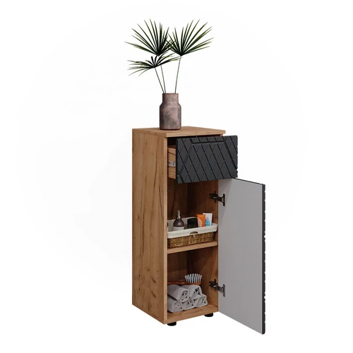 Vicco Irma mintás midi szekrény, 81 cm, tölgy- antracit