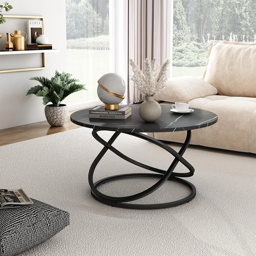 Vicco Calgary kerek dohányzóasztal, ⌀ 80 cm, fekete 