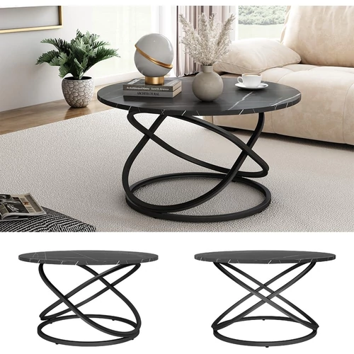 Vicco Calgary kerek dohányzóasztal, ⌀ 80 cm, fekete 