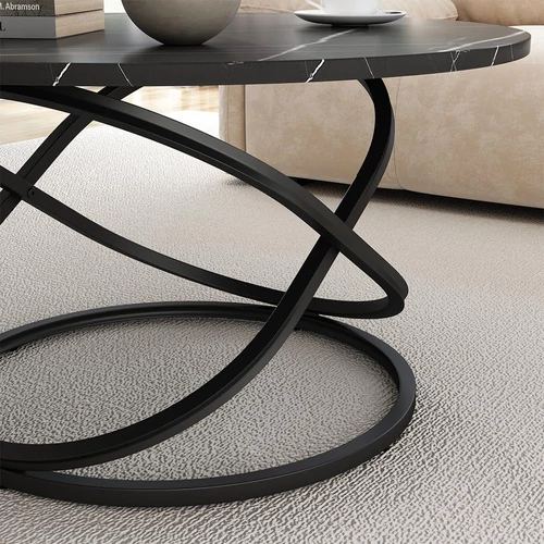 Vicco Calgary kerek dohányzóasztal, ⌀ 80 cm, fekete 