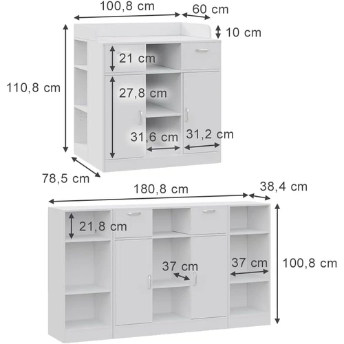 Vicco Lotte alakítható pelenkázó komód, fehér, 100 cm