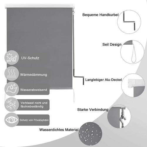 Woltu 100×140 cm kültéri roló hajtókarral, sötétszürke
