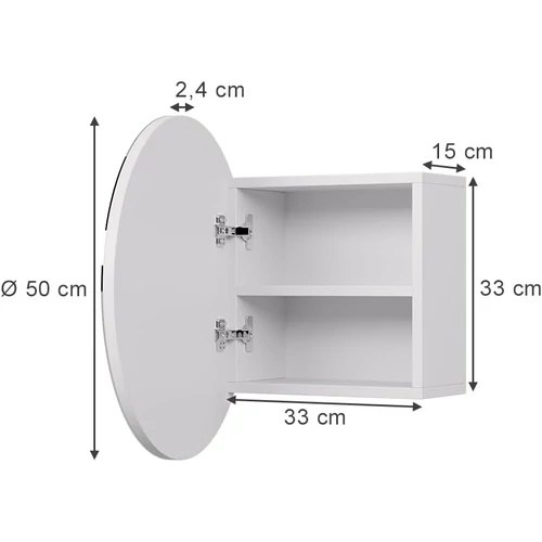 Vicco fehér tükrös fürdőszobai szekrény – 50 × 50 × 17 cm