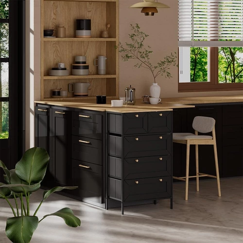 Vicco Belaro 5 fiókos komód – fekete, 56 × 30 × 95 cm