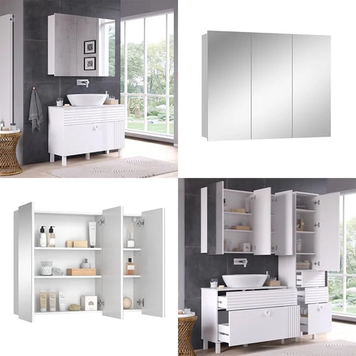 Vicco Sola fehér tükrös fürdőszobai szekrény – 100 × 79,8 × 16,9 cm