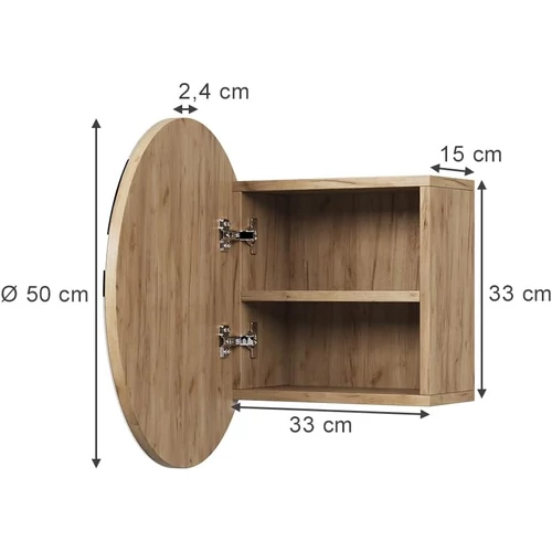 Vicco arany tölgy tükrös fürdőszobai szekrény – 50 × 50 × 17 cm