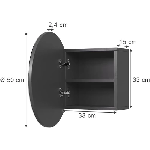 Vicco antracit tükrös fürdőszobai szekrény – 50 × 50 × 17 cm