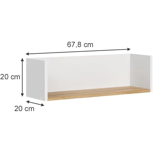 Vicco Viktor fehér falipolc arany tölgy betéttel – 60 × 20 × 20 cm