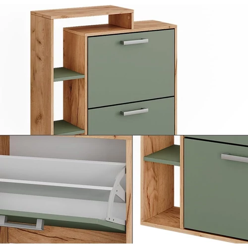 Vicco Orlando arany tölgy/zöld cipőszekrény – 80 × 90 × 24,2 cm