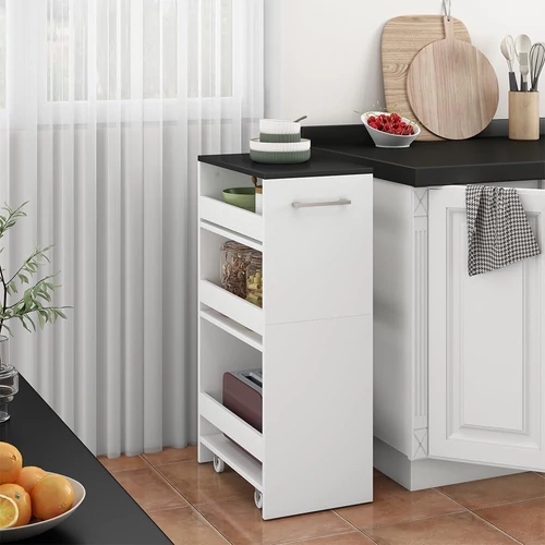 Vicco fehér/antracit görgős tárolószekrény – fürdőszobába vagy konyhába, 30 × 84,8 × 46 cm