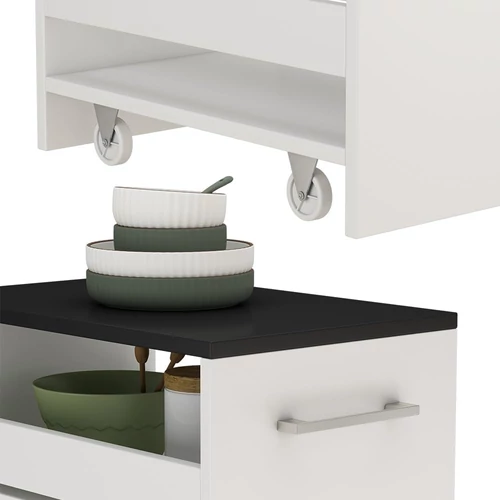Vicco fehér/antracit görgős tárolószekrény – fürdőszobába vagy konyhába, 30 × 84,8 × 46 cm