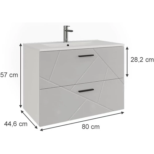 Vicco Irma magasfényű fehér fali mosdó alatti szekrény – 80 × 57 × 45 cm
