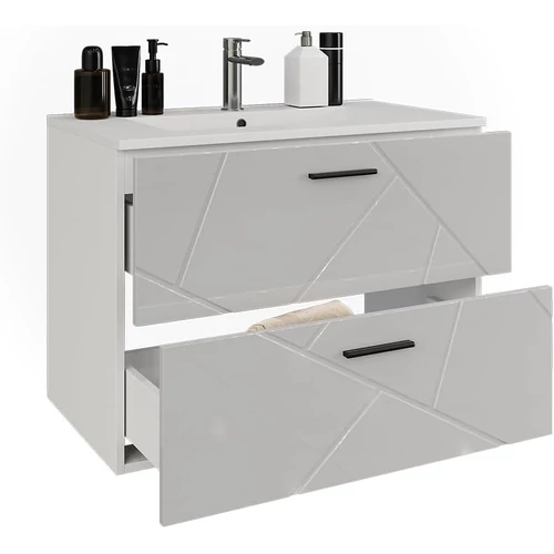 Vicco Irma magasfényű fehér fali mosdó alatti szekrény – 80 × 57 × 45 cm