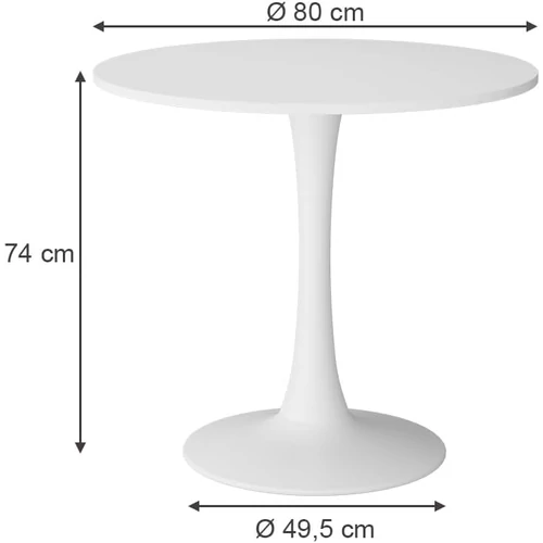 Vicco Carl fehér kerek étkezőasztal – 80 cm