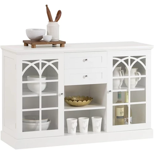 Sobuy fehér tálalószekrény üvegajtókkal – 120×39 cm