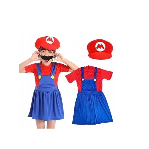 Super Mario lány jelmez sapkával, 10-12 év