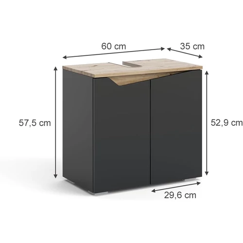Vicco Marelle mosdószekrény, 60 cm, antracit/tölgy