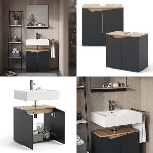 Vicco Marelle mosdószekrény, 60 cm, antracit/tölgy