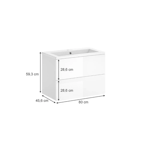 Vicco Izan fali mosdószekrény, 80 cm, magasfényű fehér
