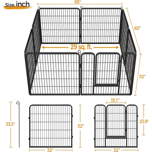 Yaheetech kölyökállat / kisállat kifutó / karám, 8 panel, 80 cm magas