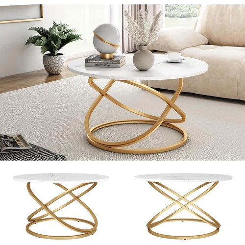 Vicco Calgary kerek dohányzóasztal, ⌀ 80 cm, fehér-arany