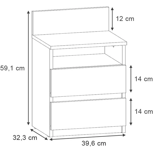 Vicco Monty 2 fiókos éjjeliszekrény szett, 2 db, fehér