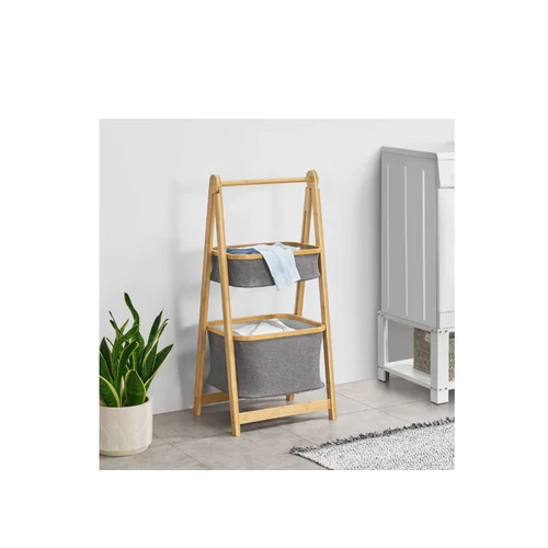 Bambusz létrapolc 2 tárolókosárral, 97 cm