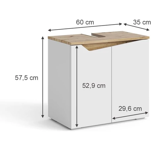 Vicco Marelle mosdószekrény, 60 cm, fehér/arrtisan tölgy