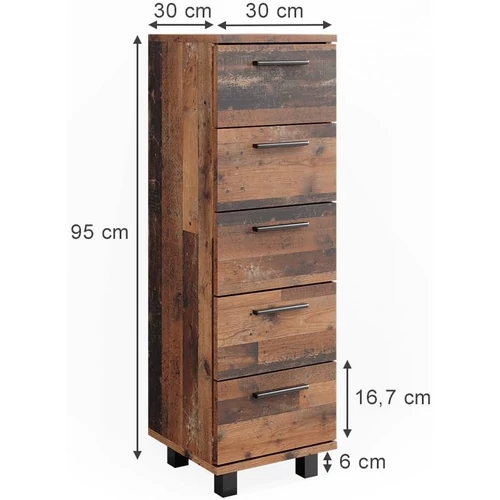 Vicco Ilias midi szekrény, old style, 95 cm
