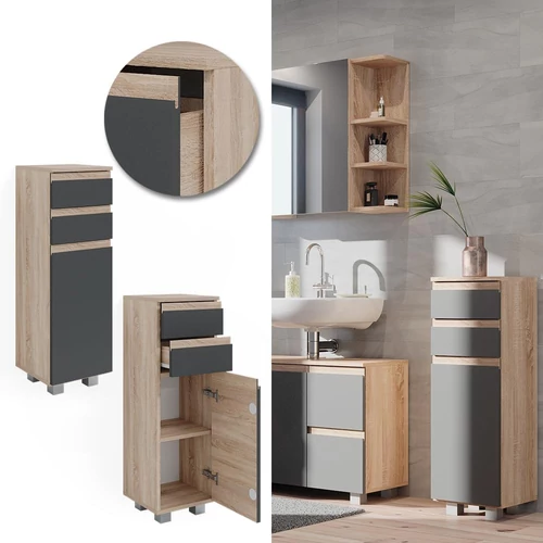 Vicco J-Shape midi szekrény, 95 cm, antracit-sonoma