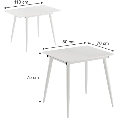 Vicco Beaver kihúzható étkezőasztal, fehér, 80-110 cm