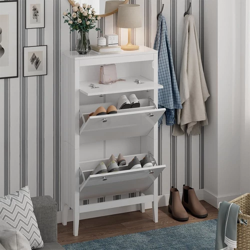 Vicco Aron fehér cipőtároló 60×115 cm – kompakt előszobabútor