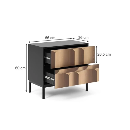 Vicco Eliza modern éjjeliszekrény szett – fekete-tölgy, 2 db, MDF