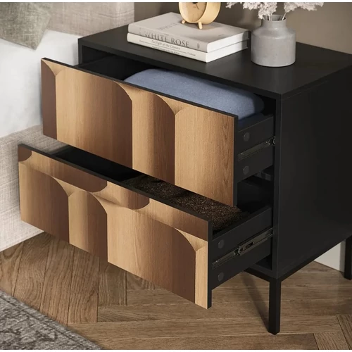 Vicco Eliza modern éjjeliszekrény szett – fekete-tölgy, 2 db, MDF
