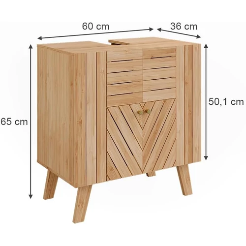 Vicco Lucie – Természetes hatású fürdőszobaszekrény mosdókagyló alá, 60 cm