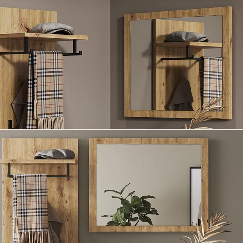 Vicco Selena – Tölgy dekor falitükör, 70 × 55 cm