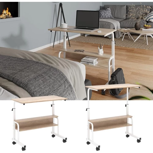 Vicco Bica íróasztal, görgős, 80 cm, fehér/sonoma