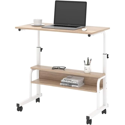 Vicco Bica íróasztal, görgős, 80 cm, fehér/sonoma