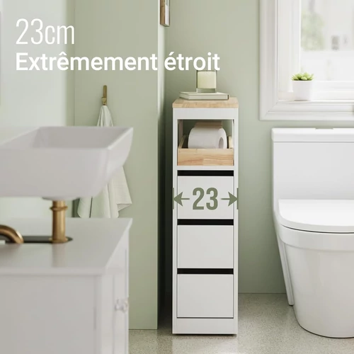 Sobuy fehér mobil tárolószekrény három fiókkal–65×23×82 cm