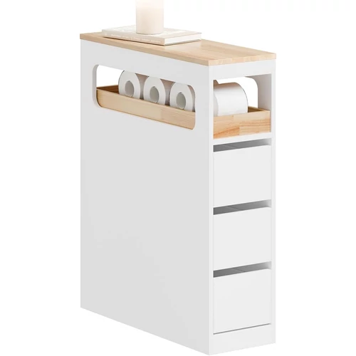 Sobuy fehér mobil tárolószekrény három fiókkal–65×23×82 cm