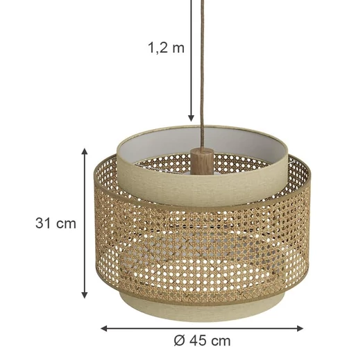 Vicco Morten mennyezeti lámpa, rattan-krém